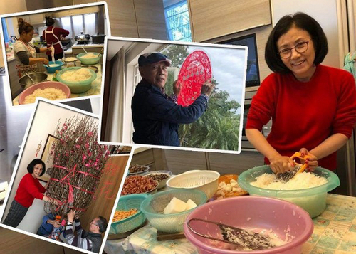 汪明荃罗家英迎新年忙不停 亲手做糕点贴春联年味十足